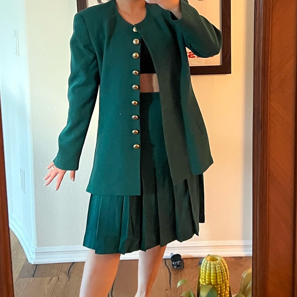 Vintage Christian Dior emerald green and gold set